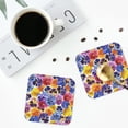 thumbnail image 5 of Balery 6 Pcs The Garden Tricolor Pansy Flowerleather Coasters Set, Drink Table Cup Coasters For Living Room Kitchen Coffee Decor, 5 of 9