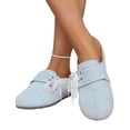 thumbnail image 2 of Willtoo Round Toe Backless Clog Mules for Women, Faux Suede Lace Bow Slip On Flat Slides, Adjustable Strap Casual Walking House Daily Shoes, 2 of 2