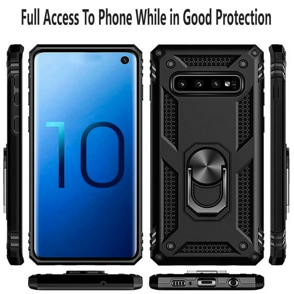 Samsung Galaxy S10 Plus Case, [NOT FIT S10E/ S10 / S10 LITE] Case, STARSHOP Drop Protection Ring Kickstand Cover- Black