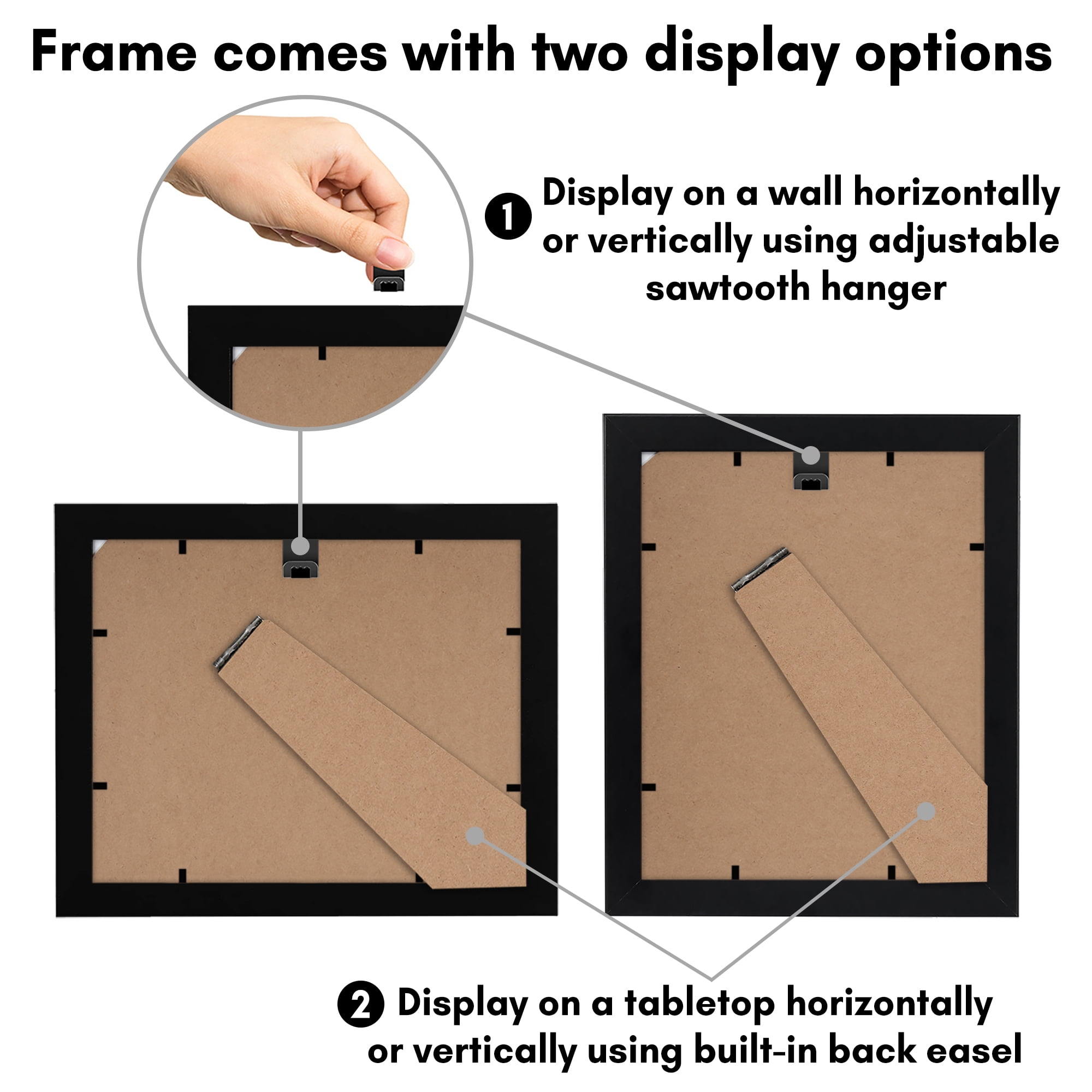 Americanflat 8x10 Picture Frame with Shatter-Resistant Glass with 5x7 Mat Display Photo Signature - Black