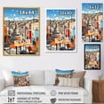 thumbnail image 4 of Designart "Art Deco Elegance in Orange at La Vantage" Cityscapes Framed Wall Art - Industrial Orange City Art Deco Entryway Framed Wall Art Print, 4 of 6