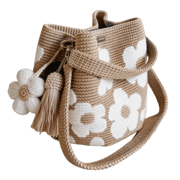 Women Tote Handmade Crochet Flower Tote Knit Floral Purse Bag Boho Beach Handbags Crossbody Shoulder Bag for Vacation