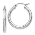 thumbnail image 1 of 10k White Gold 3mm Tube Hoop Earrings Round, 1 of 5