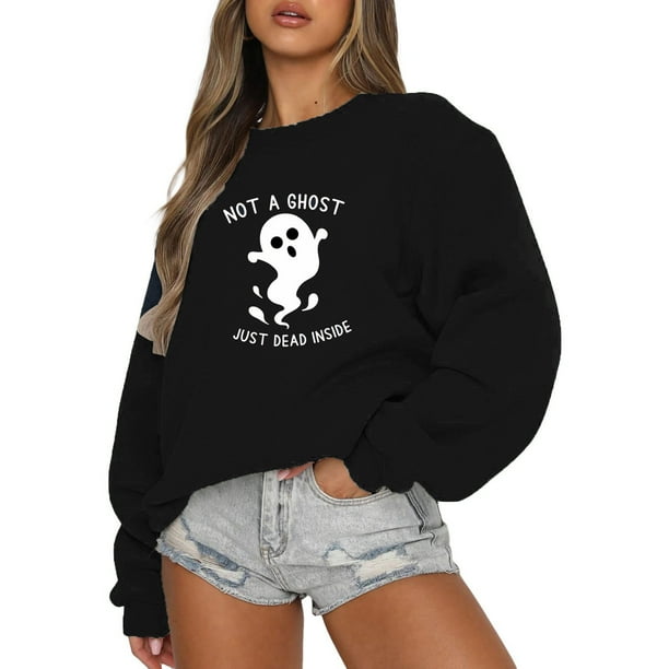 Gibobby Sudaderas para mujer Sudadera suelta casual con estampado navideno de manga larga con cuello redondo para mujer blusa grande de manga larga Negro G Bodega Aurrera en linea