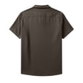 thumbnail image 6 of Men's Short Sleeve Shirt With Collar Casual Loose Fit Breathable Business Top 95% Cotton 5% Spandex Solid Color Daily Home | Zenithor,Brown 2XL, 6 of 9