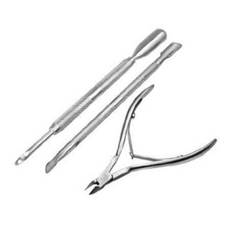 

Worallymy 3pcs Stainless Steel Remover Cutter Set Manicure Pedicure Care Salon Nail Polish Tools