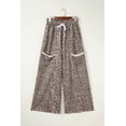 thumbnail image 3 of Women's Khaki Animal Print Wide Leg Pants – Casual Leopard Print Trousers for Daily Wear, XL, 3 of 12