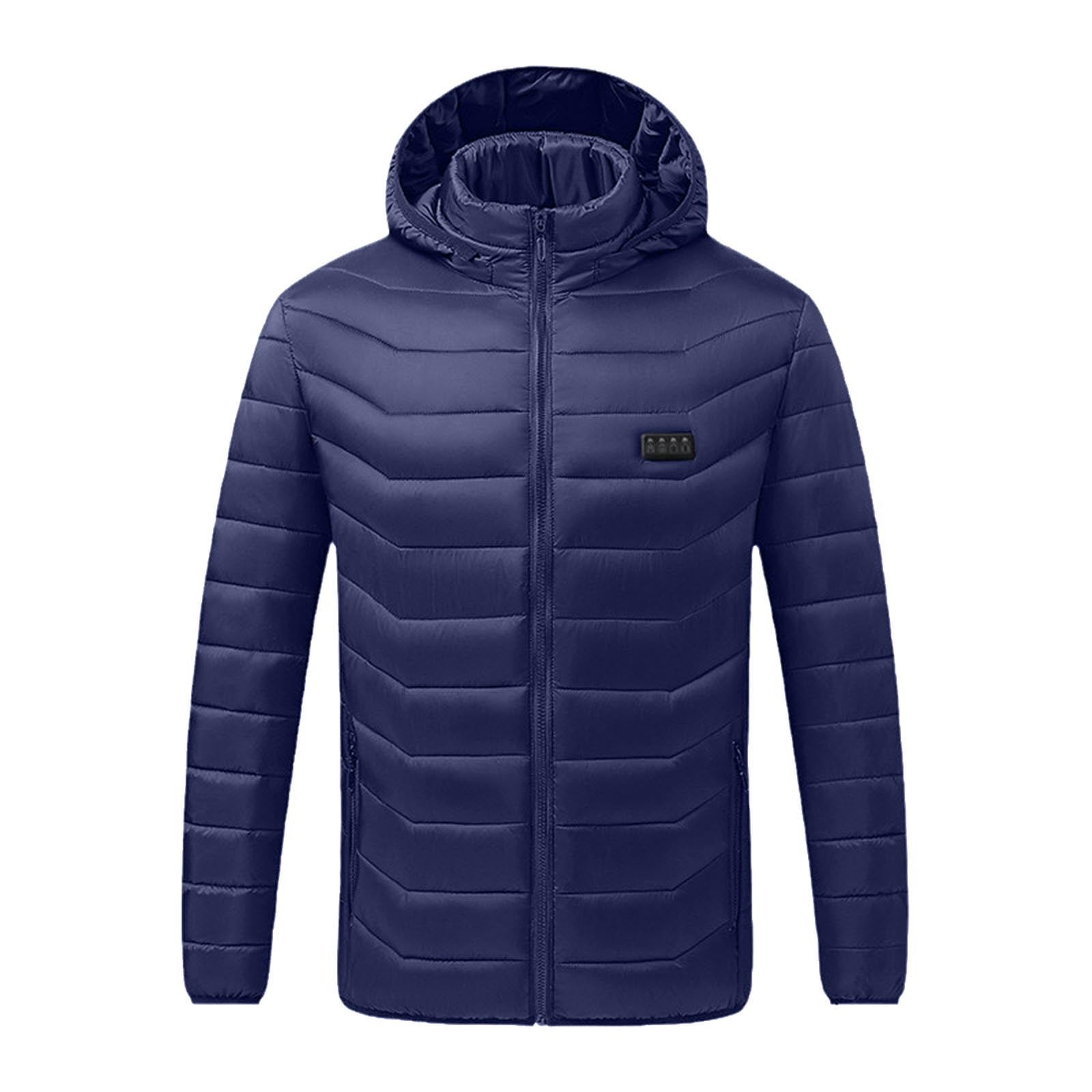 pstuiky Heated Jacket for Men and Women Solid Color Zipper Four Control 21 Areas Rechargeable USB Waterproof Heated Vest Unisex Oversize Warm Coat with Detachable Hood Outwear