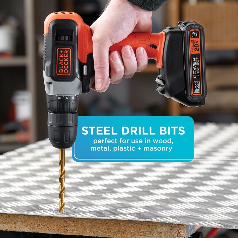 BLACK+DECKER 109-Piece Basic Project Set with Drill Bits, Nut