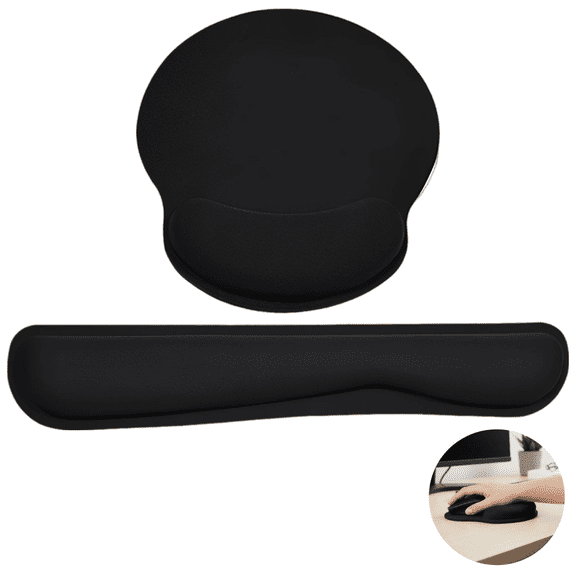 2 Pcs Memory Foam Keyboard and Mouse Wrist Rest Set, Wrist Comfort Enhancing with Ergonomic Design, Non-Slip Rubber Base, Keyboard Pad for Office, Home