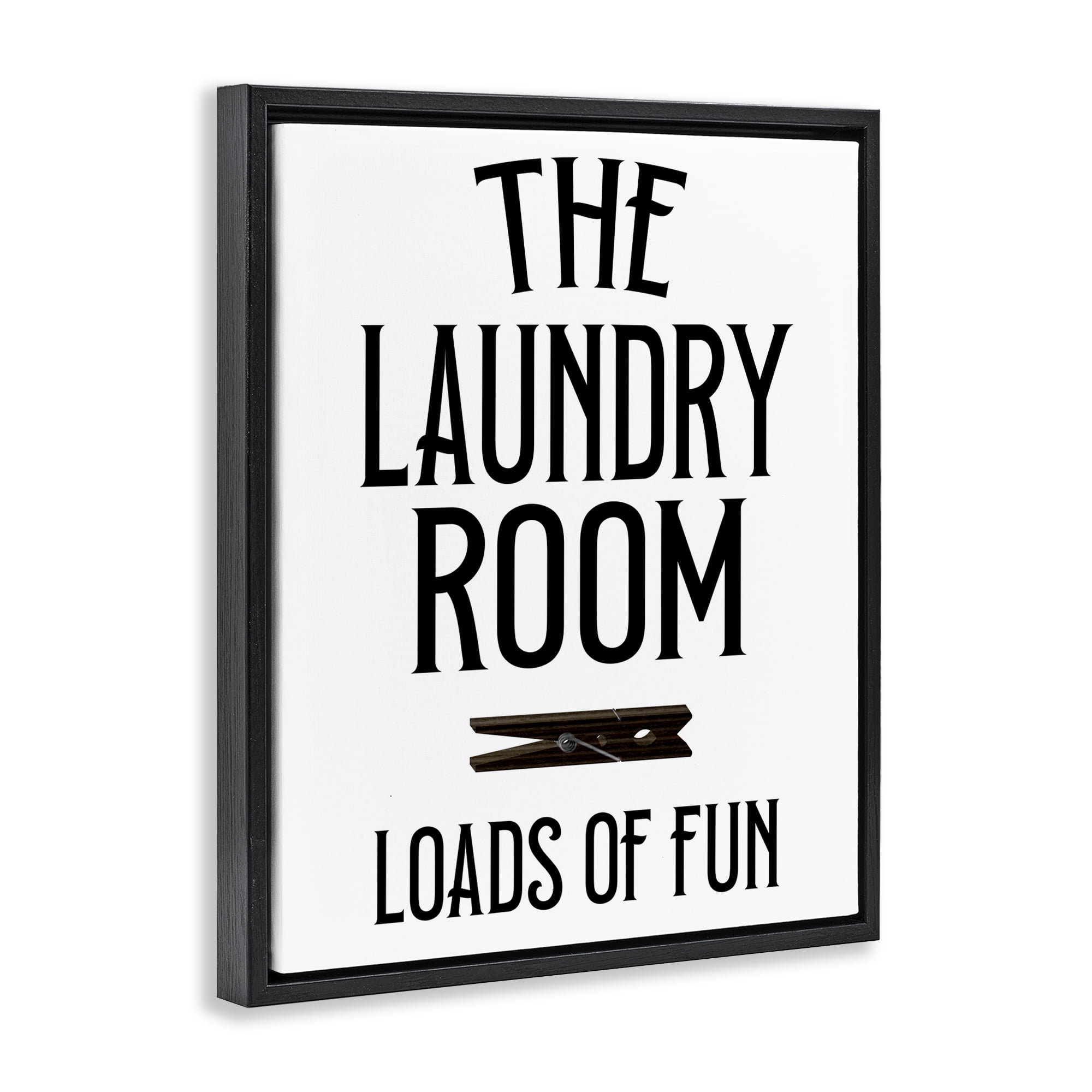 Loads Of Fun Clothespin Black Framed Floater Canvas Wall Art, design by Kim Allen
