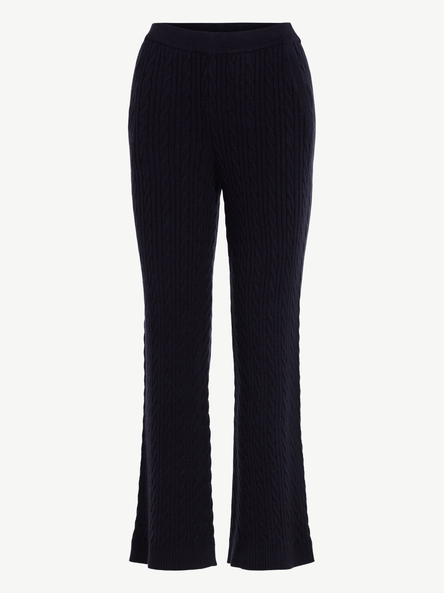 Free Assembly Women's Cozy Yarn Wide Leg Cable Knit Sweater Pants, Size XS-XXL