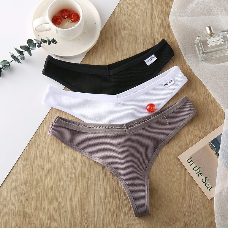 Finetoo Thongs for Women Soft Cotton Underwear Breathable Stretch