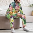 thumbnail image 7 of Honeii Watercolor Blooming Cactus Pattern Mens Pajamas Set,2pcs Men's Lounge Long Sleeve Sleep Shirt and Pajama Bottoms Sleepwear Set,Mens Pjs Sets-X-Large, 7 of 7