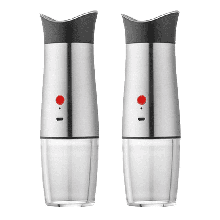 Most Popular Design]USB Rechargeable Electric Salt and Pepper Grinder Set,  Stainless Steel Pepper Grinder Refillable,Adjustable Coarseness,Gravity Salt  and Pepper Grinder Set 
