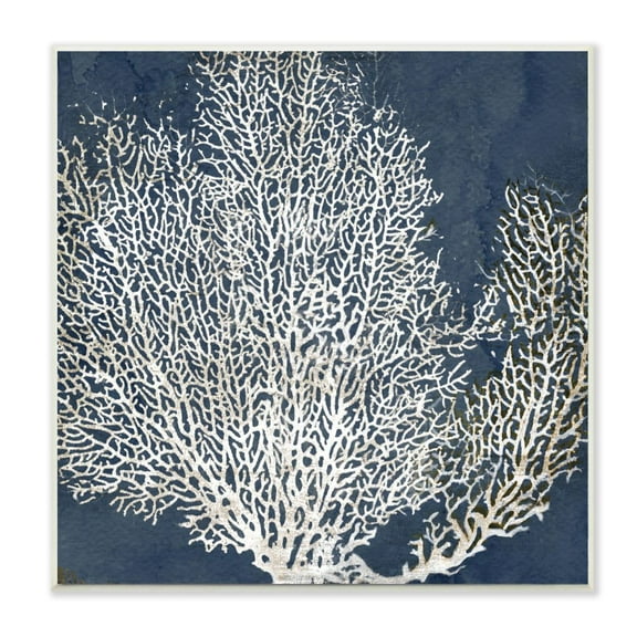Sea Coral Ocean Life Silhouette Blue Design 12 in x 12 in Framed Painting Art Prints, by Stupell Home Décor