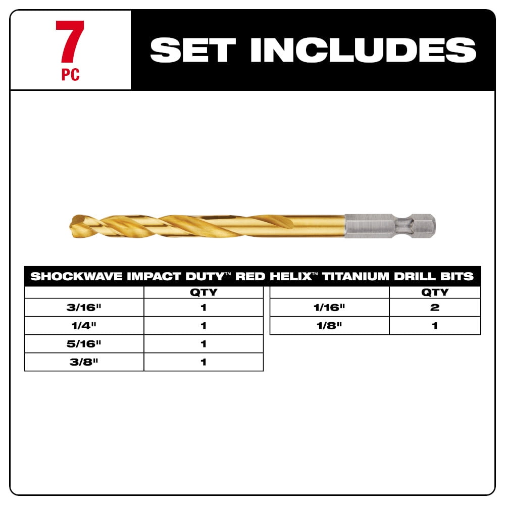Milwaukee 48-89-4637 SHOCKWAVE Impact Duty Titanium Drill Bit Set (7-Piece)