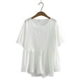 thumbnail image 2 of Women's Plus Size Tops Summer Flowy Crew Neck Short Sleeve Babydoll Shirts Casual Loose Solid Color Blouses (XL, White), 2 of 7