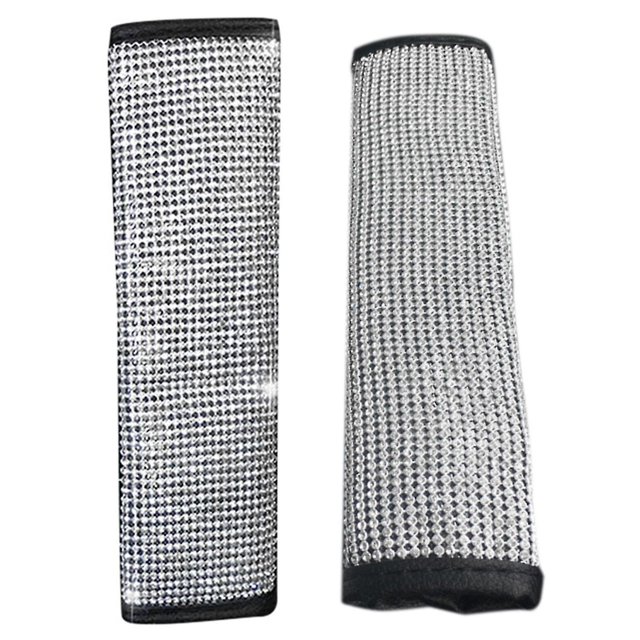6 paquetes de hombreras para cinturón, cubiertas de cinturón de coche con cristal brillante, accesorios de decoración de coche con diamantes compatibles con mujeres