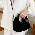 thumbnail image 5 of Bolso de mano de felpa suave Yinane mujer bolso hombro multifunción negro Tote de hombro, 5 of 5