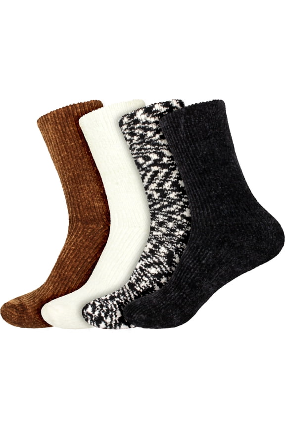 Women's Vintage Chenille Knit Socks - Assortment 4C - Extra Large - 4 Pairs