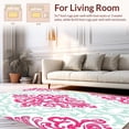 thumbnail image 2 of ODIKA 8'x10' Machine Washable Non-Slip Area Rug, Classic Low Profile with Faded Ornate Damask Motifs High Traffic Rug with Pad, Pink, 367702, 2 of 8
