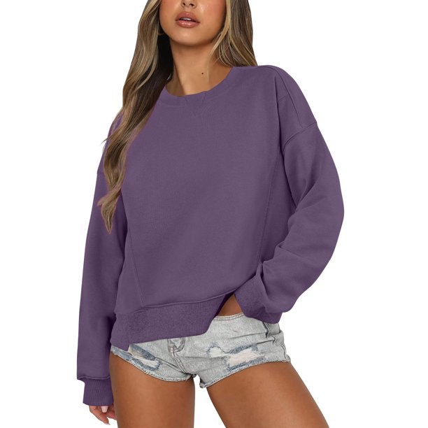 Gibobby Sudaderas para mujer oferta Sudadera de Manga Larga para Mujer de Gran tamaño de otoño de Talla Grande(Morado,XG)
