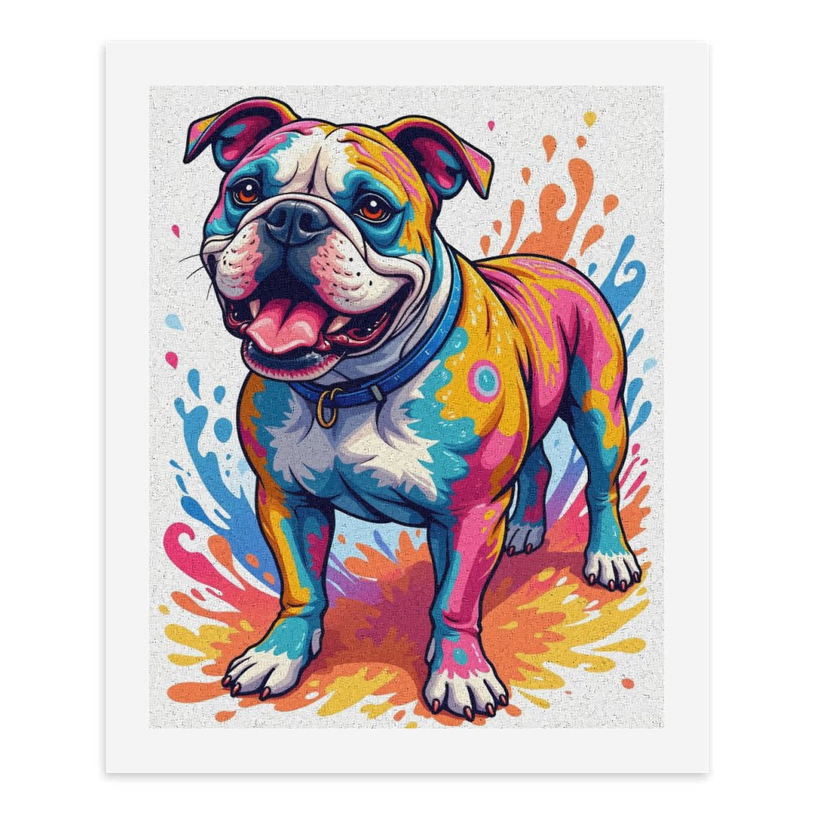 Paint By Numbers Kit for Adults Beginner - DIY Colorful Bulldog Art Splash Canvas Painting Kits for Adults, Frameless Paint By Number for Adults for Home Wall Decor 16x20 Inch