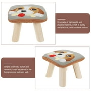Wood Stool Small Stool Wooden Stool Cotton Linen Cover Children Living Room Learning Bench