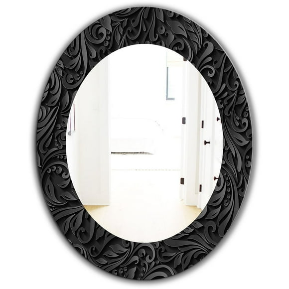Designart 'Obsidian Impressions 10' Modern Mirror - Oval or Round Wall Mirror - 24x36