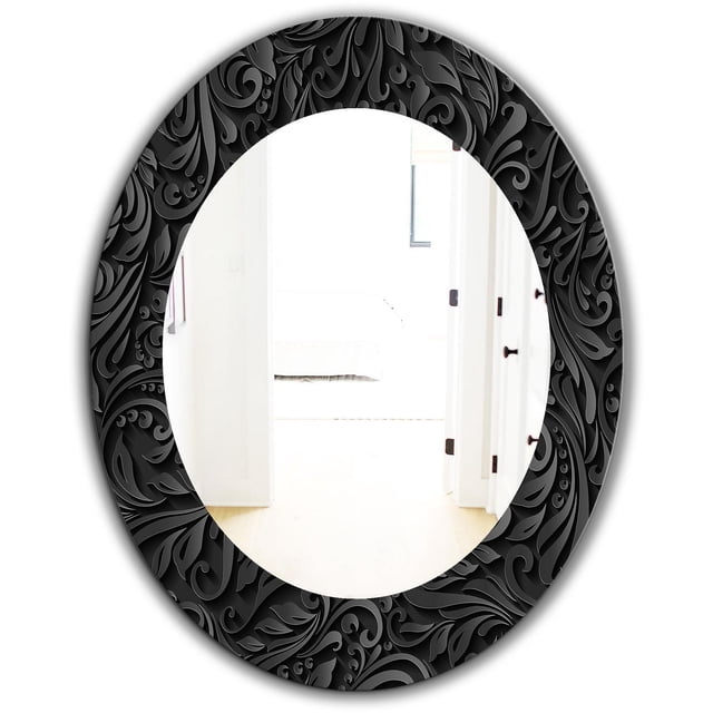Designart 'Obsidian Impressions 10' Miroir Moderne - Miroir Mural Ovale ou Rond - 24x36