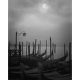 thumbnail image 2 of Young, Bill 12x14 Black Ornate Wood Framed with Double Matting Museum Art Print Titled - Europe, Italy, Venice Moored gondolas and fog, 2 of 4