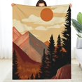 thumbnail image 2 of PRATYUS Mountains Trees Sun Durable Soft Flannel Blanket for All Seasons 50x60in, 2 of 7