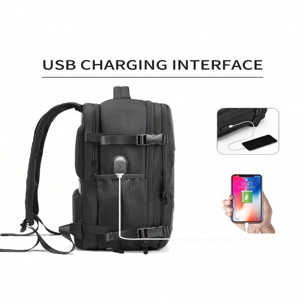 JUNWELL Release Buckle Decor Functional Backpack Laptop 