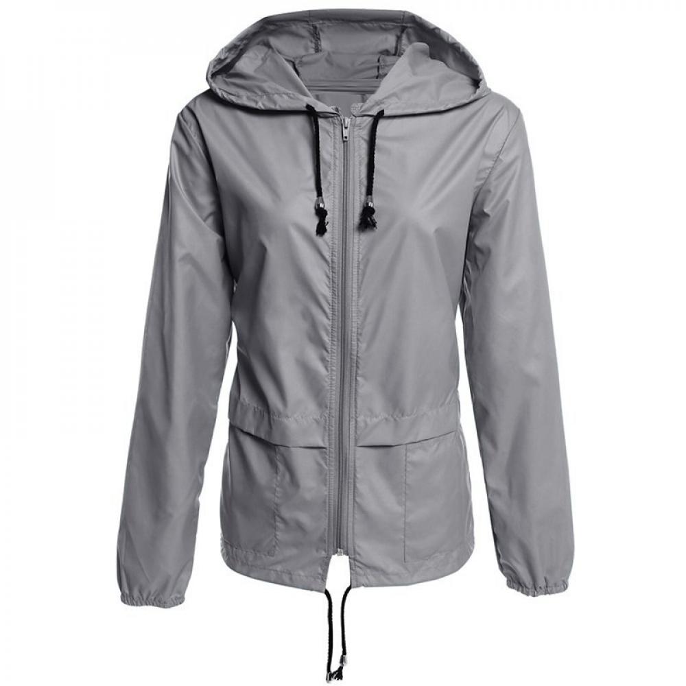 Fashion Thin Section Ladies Waterproof Clothing Hooded Drawstring Outdoor Hiking Rain Jacket Jacket - image 4 of 5