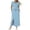 Womens Summer Set - Blue, variant on Maqroz Maxi Skirt Sets for Women V Neck Short Sleeve Tops and Drawstring Waist Split Long Skirt Casual Athletic Two Piece Outfits with Pocket