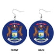 thumbnail image 2 of Leather Dangle Round Earrings For Women Michigan Flag Circle Earrings Drop Jewelry, 2 of 2