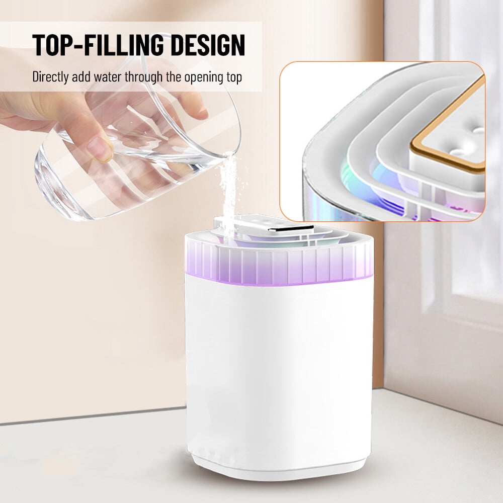 3L Large Capacity Cool Mist Humidifier with Three Nozzles High Mist Output Desktop Plant Humidifier 20dB Quiet Multicolor Light Auto Shut-Off for Bedroom Living Room Office Nursery White