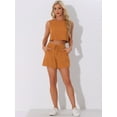 thumbnail image 4 of DARING DIVA Women's 2 Pcs Outfits Summer Top and Casual Shorts Sets XS Caramel, 4 of 6