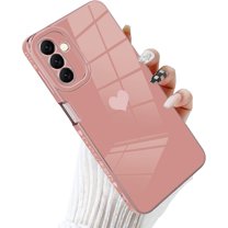 Compatible with Samsung Galaxy A13 5G Case Luxury Love Heart Plating Gold Bumper Upgraded Full Camera Protection Soft TPU Shockproof Anti-Scratch Phone Cover-Pink