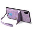 thumbnail image 7 of Nalacover for iPhone XS Max, Slim Case Wallet with Credit Card Holder, Back Flip Premium Leather Magnetic Clasp Kickstand Wirst Hand Strap Shockproof Cover For iPhone XS Max, Purple, 7 of 7
