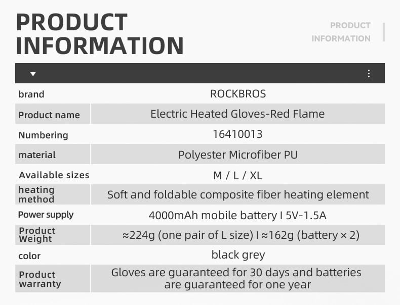 ROCKBROS Electric Heated Bike Gloves Winter Ski Gloves Motorcycle Full Gloves 4000mAh Rechargeable Battery Thermal Mittens Gloves Men