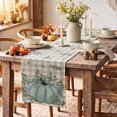 thumbnail image 4 of Smile Pumpkin Eucalyptus Leaves Thanksgiving Buffalo Plaid Fall Table Runner 13 x 72, 4 of 9