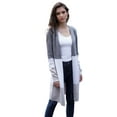 thumbnail image 1 of Womens Boho Open Front Cardigan Colorblock Long Sleeve Loose Knit Lightweight Sweaters, Grey, Medium, 1 of 4