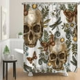 thumbnail image 3 of Skull Shower Curtain, Gothic Halloween Themed Bathroom Decor Vintage Flower Daisy Shower Curtains for Bathroom Fabric Bath Accessories 12 Pack Hooks 69x70inch, 3 of 5
