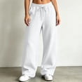 thumbnail image 2 of ZHYou No Boundarie Womens Baggy Sweatpants Seam Drawstring High Waist Wide Leg Loose Casual Trousers with Side Pockets,White,Size XL, 2 of 9