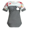 thumbnail image 3 of gakvbuo Maternity Shirts For Women Women Short Sleeve Floral Stripe Nursing T-shirt Top For Breastfeeding, 3 of 8