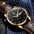 thumbnail image 4 of Olevs Watch For Men Top Brand Luxury Men Quartz Wristwatches Breathable Leather Strap Waterproof Business Casual Men Watch, 4 of 5