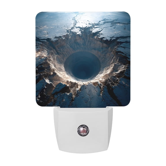 Night Lights Plug into Wall, Nature Crater LED Night Light with Dusk to Dawn Sensor, Black White Modern Landscape Decorative Nightlight for Hallway Bathroom Kitchen
