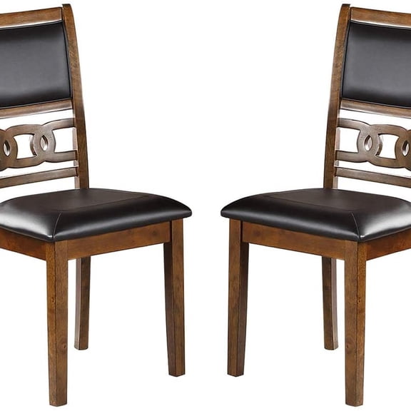 Dining Room Furniture Walnut Finish Set of 2 Side Chairs Cushion Seats Unique Back Kitchen Breakfast Chairs